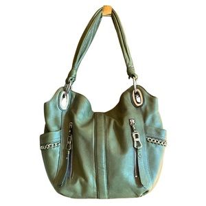 B.Makowsky Green Leather Handbag